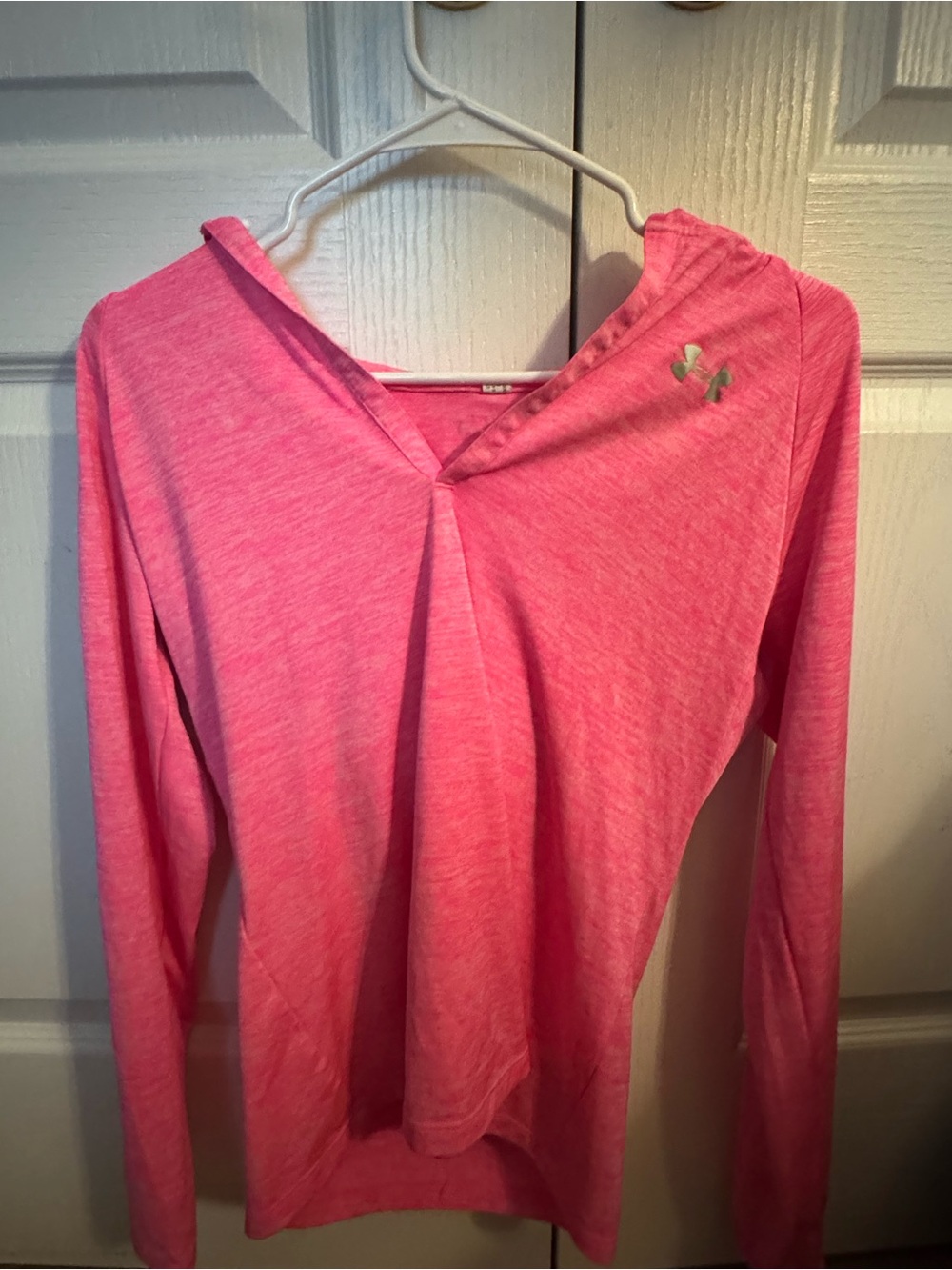 Under Armour Heather Pink Hooded Long Sleeve Top